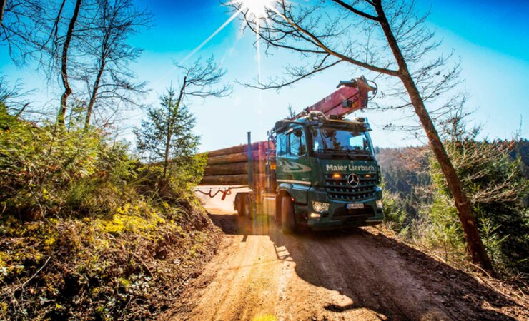 Rudolf Maier ist vermutlich der erste Holzfahrer, der sich die Spiegelkameras von Mercedes gegönnt hat | © H. Morlock