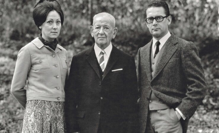1966: Die Geschwister Eva und Hans Peter mit ihrem Vater Andreas Stihl | © Stihl